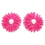 Wholesale raffia Flower Oversized Stud Earrings Pearl D