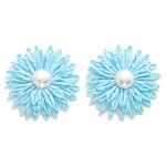 Wholesale raffia Flower Oversized Stud Earrings Pearl D