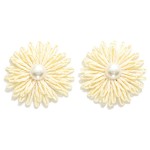 Wholesale raffia Flower Oversized Stud Earrings Pearl D