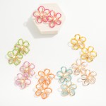 Wholesale gold Metal Wire Flower Oversized Stud Earrings Raffia Twist Pearl Deta
