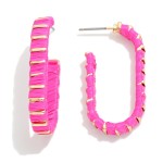 Wholesale raffia Wrapped Oval Hoop Earrings L