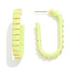Wholesale raffia Wrapped Oval Hoop Earrings L