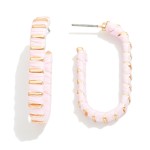 Wholesale raffia Wrapped Oval Hoop Earrings L