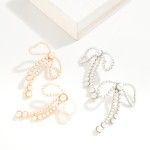 Wholesale silver Gold Dipped Pearl Studded Bow Post Drop Earrings Silver Gold Di