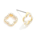 Wholesale rhinestone Studded Hollow Clover Stud Earrings L