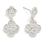 Wholesale rhinestone Studded Linked Clovers Post Drop Earrings L