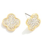 Rhinestone Studded Clover Stud Earrings 

- Approximately .5" L