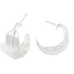 Wholesale silver Dipped Leaf Hoop Earrings D