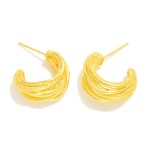 Wholesale silver Gold Dipped Layered Metal Huggie Hoop Earrings Twisted Metal De