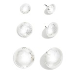 Wholesale set Three Metal Hemisphere Stud Earrings D