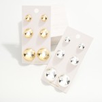 Wholesale set Three Metal Hemisphere Stud Earrings D