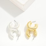 Wholesale silver Gold Dipped Ribbed Hoop Earrings Silver Gold Dipped D