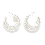 Silver Dipped Layered Twisted Metal Hoop Earrings 

- Approximately 1.25" D