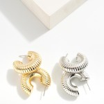 Wholesale silver Gold Dipped Chunky Ribbed Hoop Earrings Silver Gold Dipped D