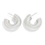 Wholesale silver Gold Dipped Chunky Ribbed Hoop Earrings Silver Gold Dipped D