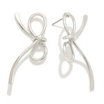 Wholesale silver Gold Dipped Metal Bow Post Drop Earrings Silver Gold Dipped L