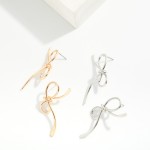 Wholesale silver Gold Dipped Metal Bow Post Drop Earrings Silver Gold Dipped L
