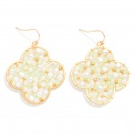 Wholesale pearl Faceted Bead Clover Drop Earrings L