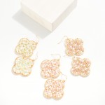 Wholesale pearl Faceted Bead Clover Drop Earrings L