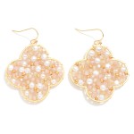Wholesale pearl Faceted Bead Clover Drop Earrings L