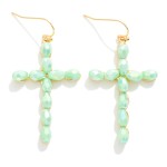 Wholesale faceted Bead Cross Drop Earrings L