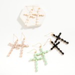 Wholesale faceted Bead Cross Drop Earrings L