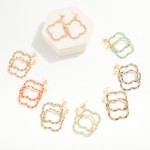 Wholesale gold Metal Clover Drop Earrings Beaded Wire Wrapped Border L