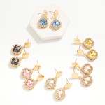 Wholesale glass Crystal Clover Drop Earrings Rhinestone Border L