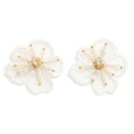 Wholesale beaded Lace Flower Oversized Stud Earrings D