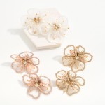 Wholesale beaded Lace Flower Oversized Stud Earrings D
