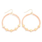Wholesale beaded Hoop Drop Earrings Gold Clover Beads D