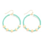 Wholesale beaded Hoop Drop Earrings Gold Clover Beads D