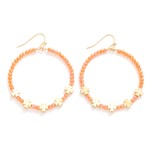 Wholesale beaded Hoop Drop Earrings Gold Clover Beads D