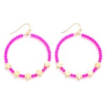 Wholesale beaded Hoop Drop Earrings Gold Clover Beads D