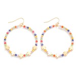 Wholesale beaded Hoop Drop Earrings Gold Clover Beads D