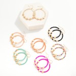 Wholesale beaded Hoop Drop Earrings Gold Clover Beads D