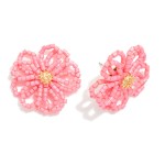 Wholesale seed Beaded Flower Oversized Stud Earrings D