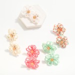 Wholesale seed Beaded Flower Oversized Stud Earrings D