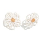 Wholesale seed Beaded Flower Oversized Stud Earrings D