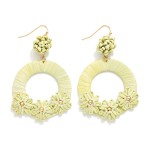 Wholesale raffia Wrapped Hoop Drop Earrings Raffia Flower Details L