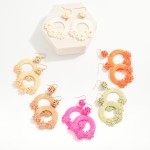 Wholesale raffia Wrapped Hoop Drop Earrings Raffia Flower Details L