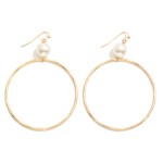Wholesale large Metal Hoop Drop Earrings Pearl Bead Detail L