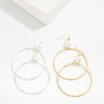 Wholesale large Metal Hoop Drop Earrings Pearl Bead Detail L
