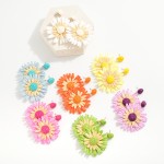 Wholesale two Raffia Flower Drop Earrings L