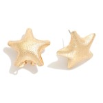 Wholesale textured Metal Star Post Drop Earrings French Clip L
