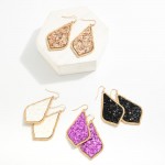 Glitter Teardrop Drop Earrings 

- Approximately 2" L