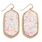 Long Glitter Hexagon Drop Earrings 

- Approximately 2" L