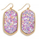 Long Glitter Hexagon Drop Earrings 

- Approximately 2" L