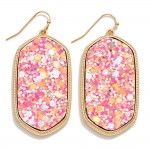 Long Glitter Hexagon Drop Earrings 

- Approximately 2" L