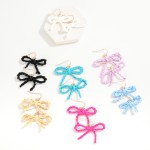 Wholesale braided Raffia Bow Drop Earrings L